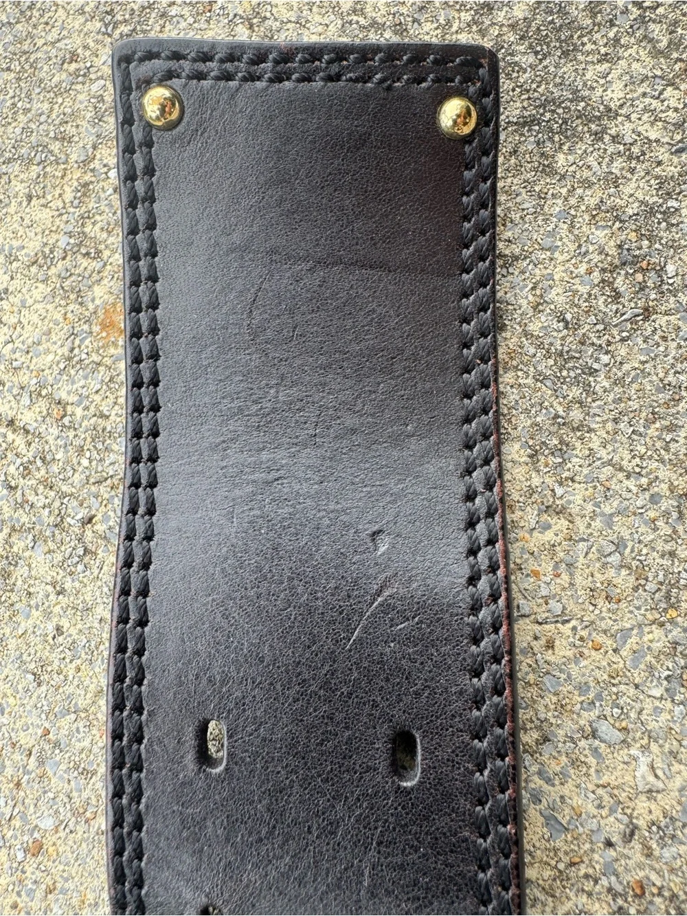 Linea Pelle Wide Dark Brown Leather Belt with Gold-Tone Hardware L 30-34” Y2K